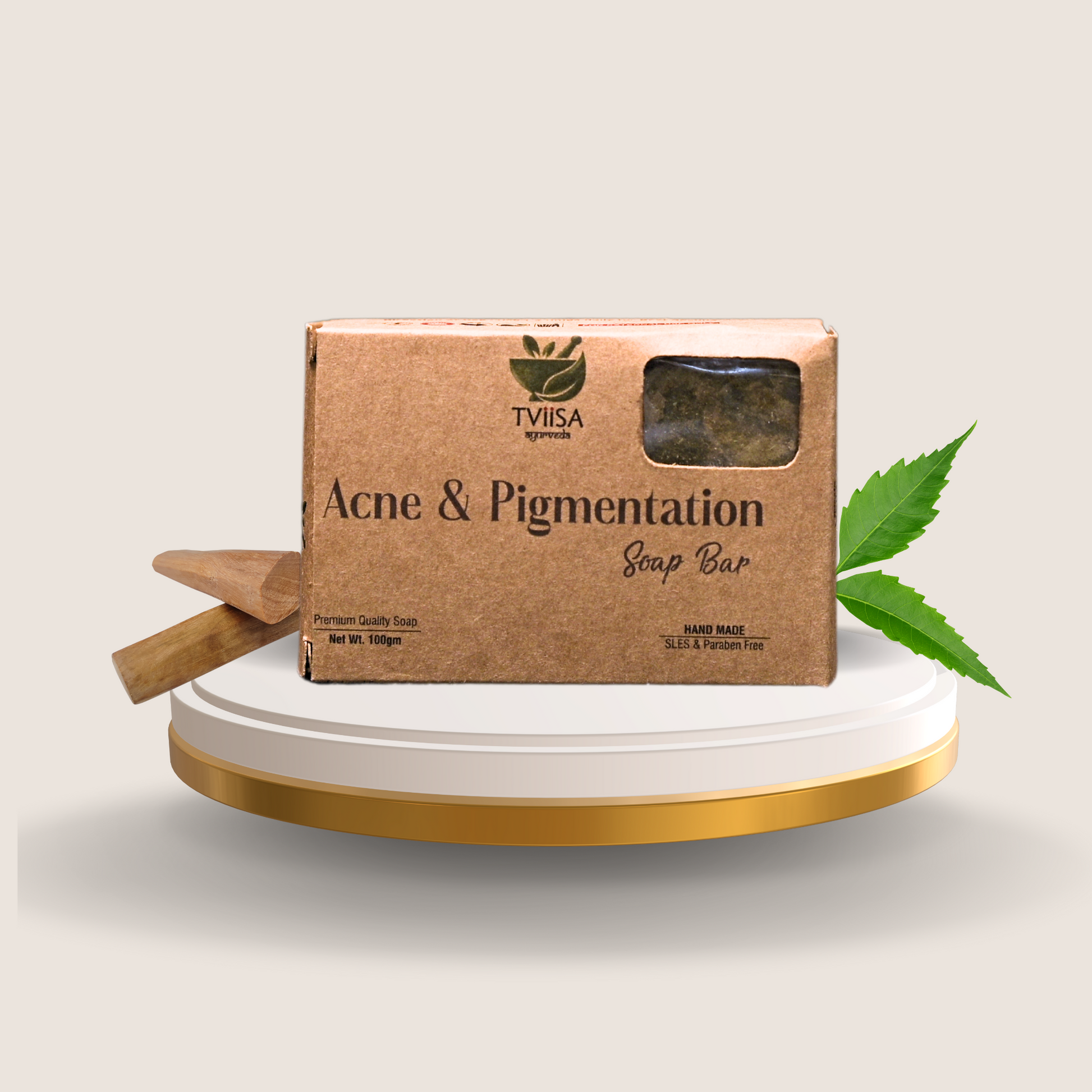 Acne & Pigmentation Ubtan Soap with Neem & Sandalwood - 100g - Tviisa Ayurveda