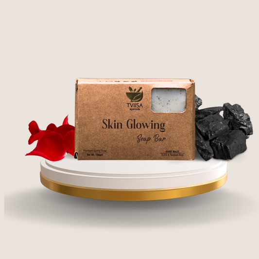 Skin Glowing Ubtan Soap with Rose & Charcoal - 100g - Tviisa Ayurveda