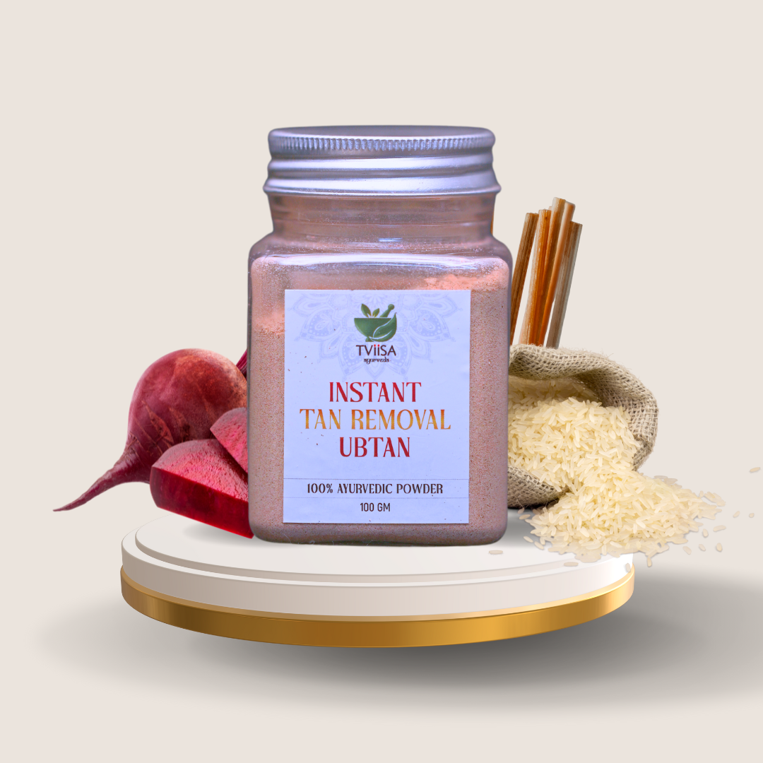 Instant Tan removal Ubtan Face Mask with Rice Flour, Turmeric & Sandalwood - 100g - Tviisa Ayurveda